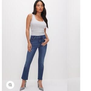 Good American Good Petite Straight Leg Stretch Denim Jeans 10/30 0004 Blue